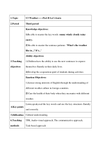 PEP小学英语四年级下Unit3教案