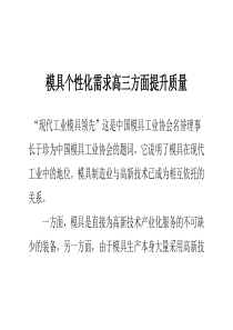 模具个性化需求高三方面提升质量