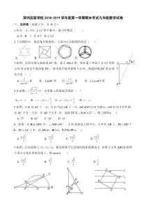 深圳实验学校2018-2019学年度第一学期期末考试九年级数学试卷