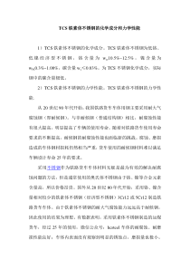 TCS铁素体不锈钢的化学成分和力学性能