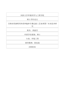 宝钢水资源利用体系和锰砂生物过滤工艺处理围厂河水技术研究