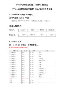 GT500电机智能监控装置MODBUS通信协议