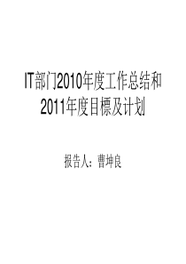 IT部门2010年度工作总结和2011年度目标及计划