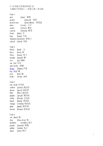 PEP小学英语3-6年级单词汇总(带音标清晰版)