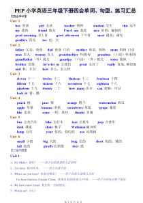 PEP小学英语三年级下册四会单词句型练习汇总