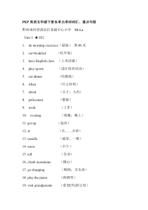 PEP英语五年级下册各单元单词词汇重点句型汇总