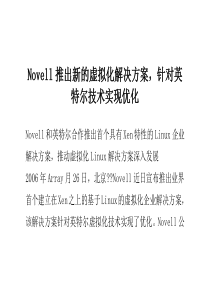 Novell推出新的虚拟化解决方案,针对英特尔技术实现优化