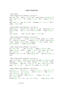 小学三年级英语单词表