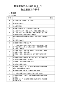 8月份服务工作报告汇总