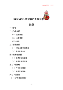 burning篮球鞋广告策划书