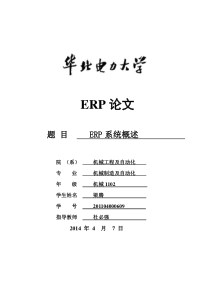 ERP基本概述论文