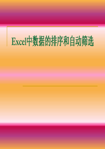 Excel中数据的排序和自动筛选