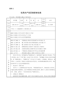 2优秀共产党员推荐审批表