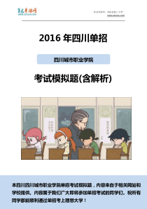 2016年四川城市职业学院单招模拟题(含解析)