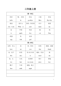 陕旅版英语3-5年级全部英语单词