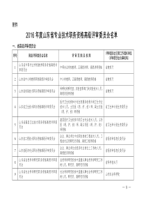 2016年度山东省专业技术职务资格高级评审委员会名单