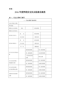 2016年度网络安全执法检查自查表