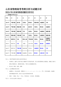 2015山东高考理综物理考点分析