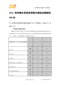 2015年中南大学历史学硕士复试分数线是300分