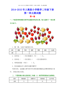 2015年人教版小学数学二年级下册第一单元测试题【精选2套】