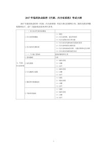 2017年临床执业医师考试大纲《代谢内分泌系统》