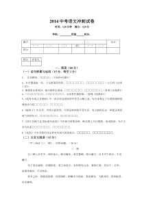 2014中考语文冲刺试卷