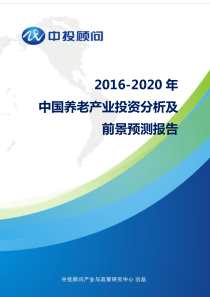 2016-2020年中国养老产业投资分析及前景预测报告