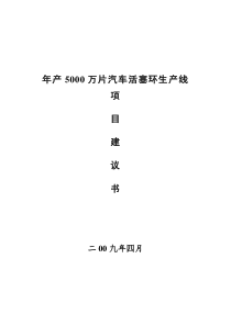 年产5000万只汽车活塞环项目建议书完全版