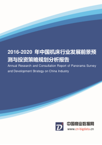 2016-2020年中国机床行业发展前景预测与投资策略规划分析报告(目录