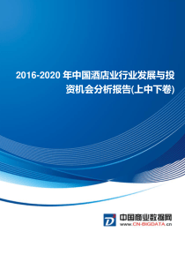 2016-2020年中国酒店业发展与投资机会分析报告(目录)