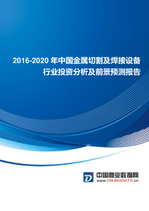 2016-2020年中国金属切割及焊接设备行业行业发展与投资机会分析报告(目录)