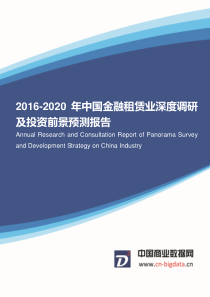 2016-2020年中国金融租赁业深度调研及投资前景预测报告(目录