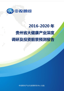 2016-2020年贵州省大健康产业深度调研及投资前景预测报告