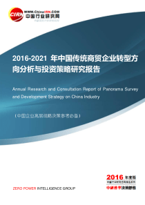 2016-2021年中国传统商贸企业转型方向分析与投资策略研究报告目录