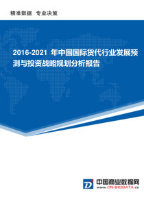 2016-2021年中国国际货代行业发展预测与投资战略规划分析报告(目录)