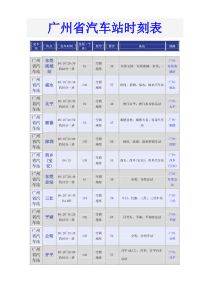 广州省汽车站时刻表