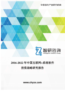 2016-2022年中国互联网+系统软件投资战略研究报告