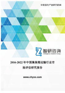 2016-2022年中国集装箱运输报告