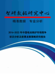 2016-2022年中国电站锅炉市场竞争状况分析及前景发展策略研究报告