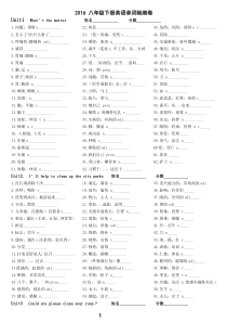 2016八年级下册英语单词检测卷