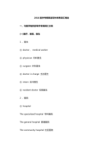 2016医学考博英语写作常用词汇精选