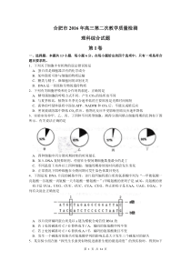 2016届合肥市高三第二次教学质量检测理综卷(2016.03)