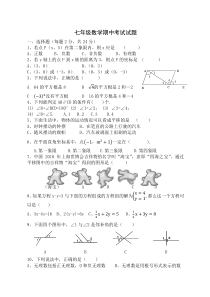 2014年新人教版七年级数学下册期中考试试题