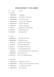 2016年4月现行建筑施工规范目录(新)