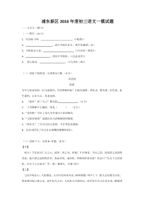 2016年上海浦东新区初三一模语文试卷(含答案)