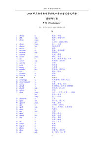 2013年上海初中英语考纲词汇表-最新整理