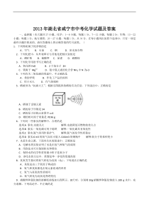 2013年咸宁市中考化学试题及答案