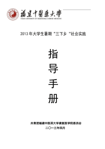 2013年学生暑期社会实践指导手册