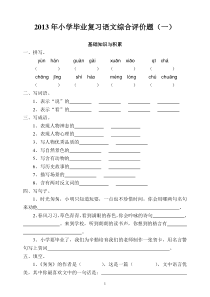 2013年小学毕业复习语文综合题