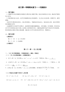 2015年初三第一学期期末复习代数部分文字稿+例题含答案